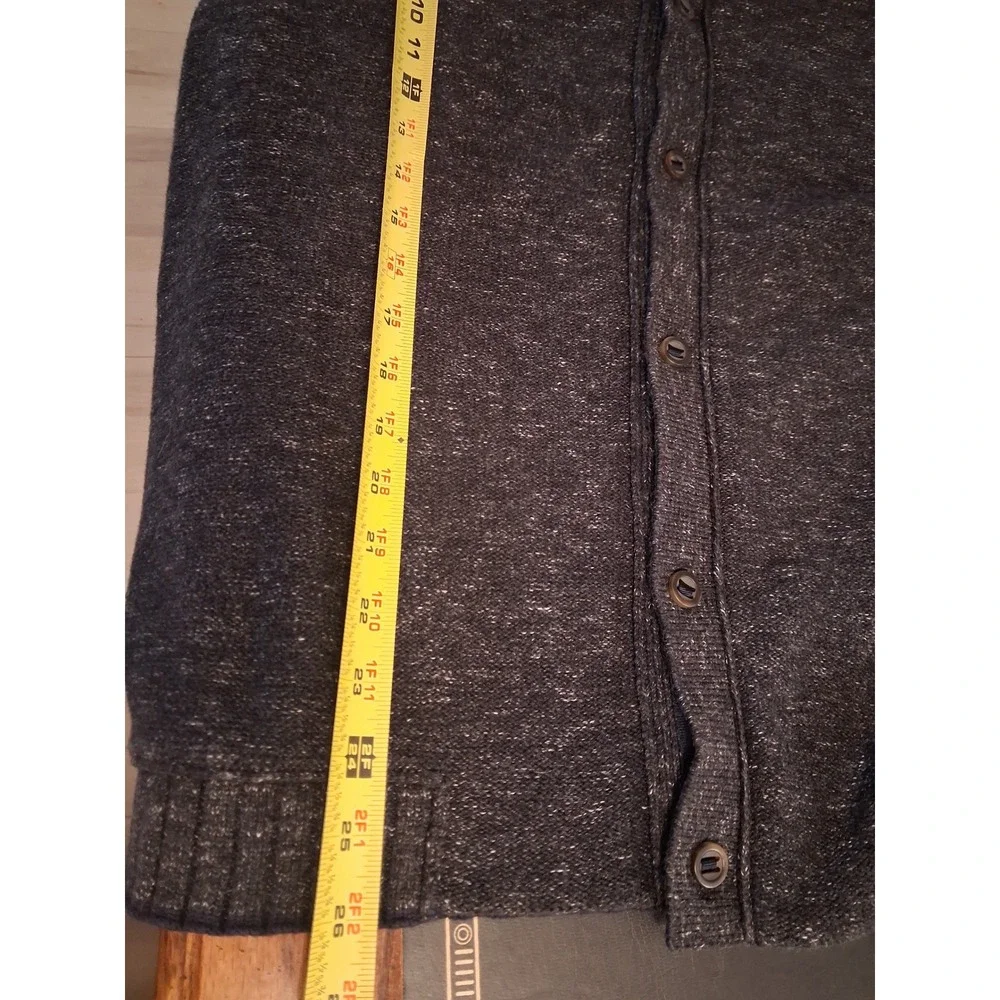 Carbon2Cobalt Mens XL Gray Marled Cotton Button Front Mock Neck Cardigan Sweater